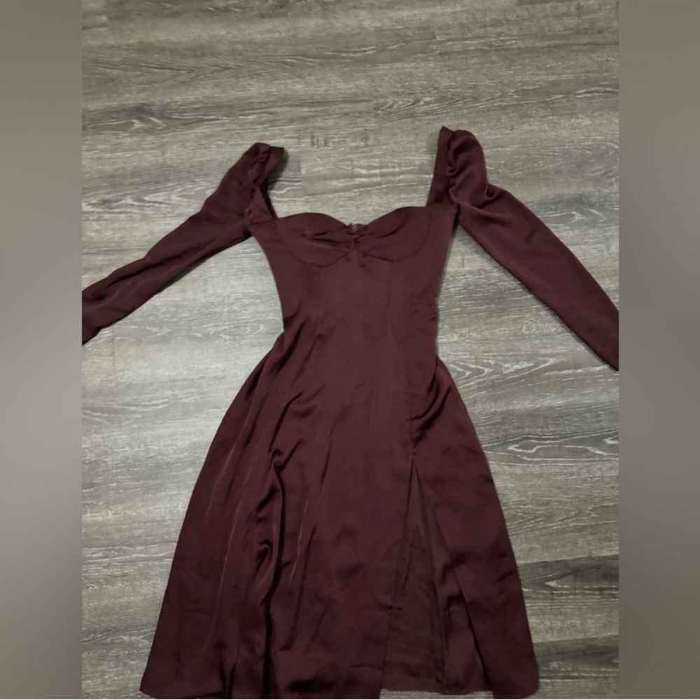 House of CB Red Ruffled Puff Sleeve Sheath Dress
